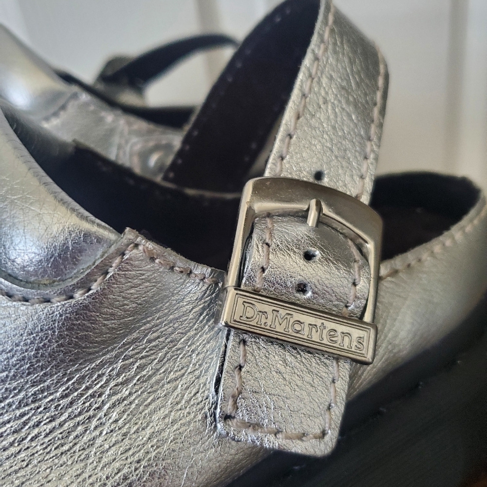 Silver Dr Martens Sling Back Mules - Picture 11 of 16